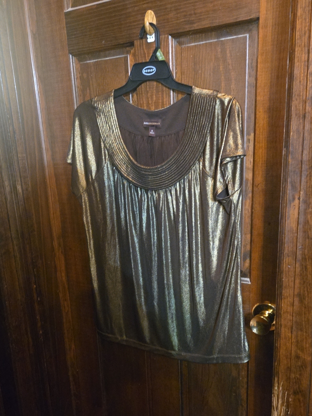 Dana Buchman Metallic Gold Scoop Neck Tunic